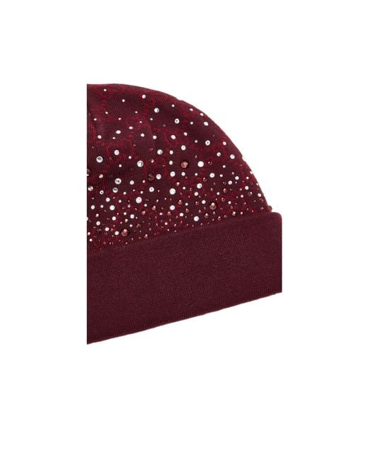 Gucci Red Gg Wool Beanie Hat With Crystals