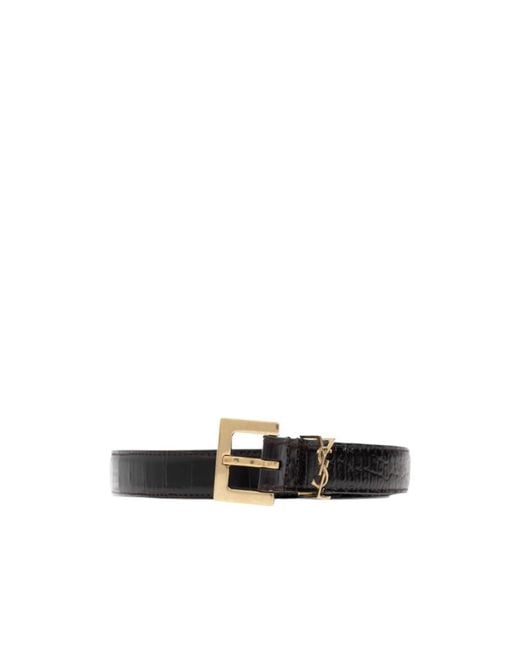 Saint Laurent White Logo Plaque Belt