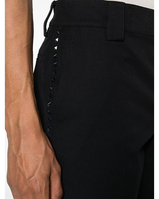 Valentino Black Rockstud Straight Tailored Trousers for men