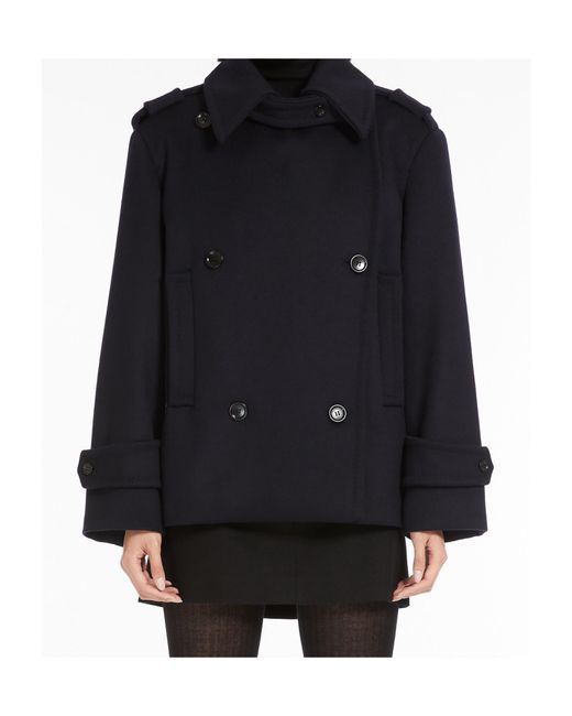 Max Mara Blue Laveno Double-Breasted Coat