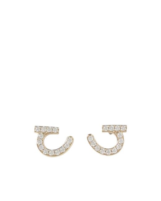 Ferragamo White Ferragamo Geometric Stud Embellished Earrings