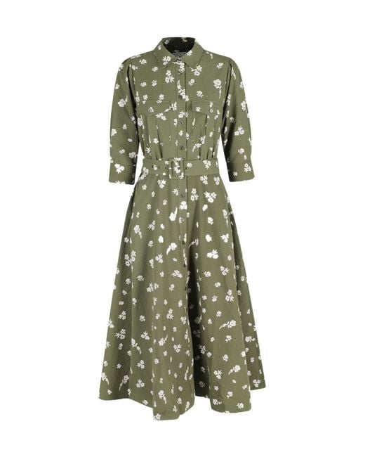 Essentiel Antwerp Green Jizo Belted Shirt Dress
