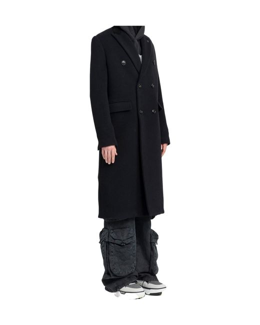 Amiri Black Double-Breasted Long Coat for men