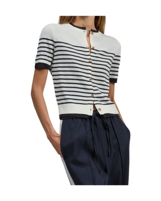 Rag & Bone Blue Short-Sleeved Striped Cardigan