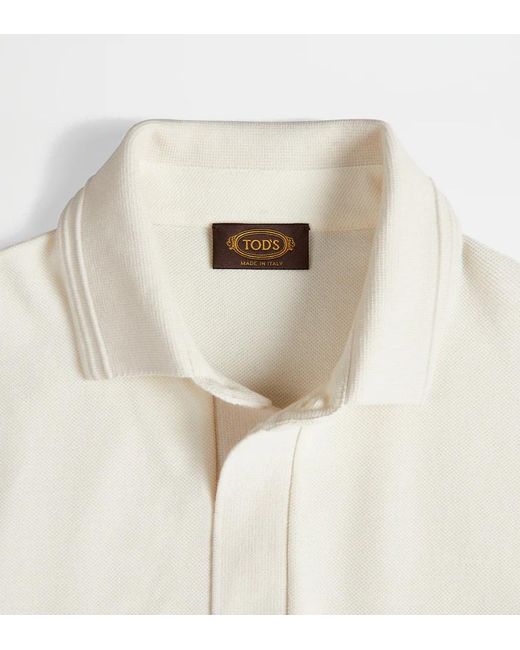 Tod's White Embroidered-Logo Polo Shirt for men