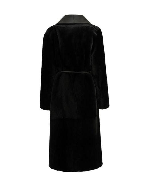Blancha Black Wrap Panel Long Coat