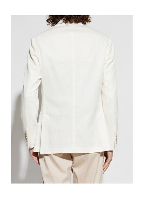 Eleventy White Double-Breasted Tailored Blazer for men