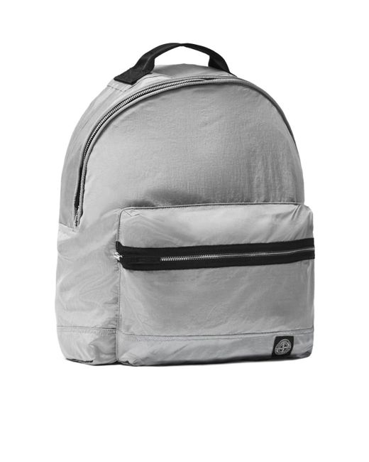 Stone Island Gray Backpack With Front Pocket And Ripstop Lining for men