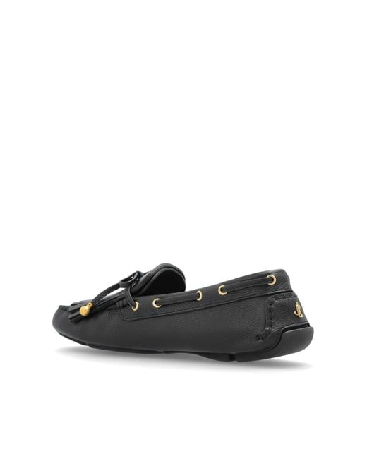 Jimmy Choo Black Bow Detailed Flat Loafers