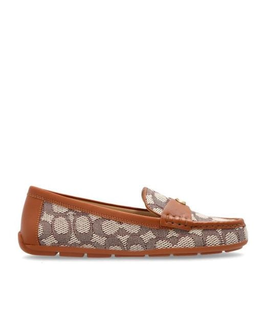 COACH Brown Logo-Jacquard Loafers