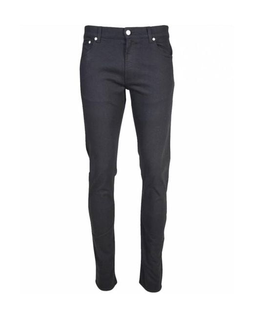McQueen Blue Logo Embroidered Slim Jeans for men