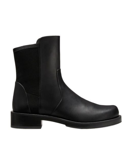Stuart Weitzman Black Round-Headed Short Boots
