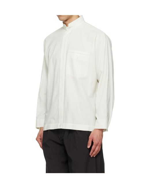 Homme Plissé Issey Miyake White Long-Sleeve Scarf Shirt for men