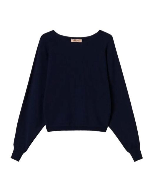 Twinset Blue Crew-Neck Sweater