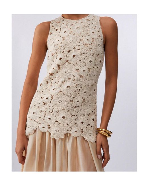 Liu Jo Natural Floral Lace Pleated Dress