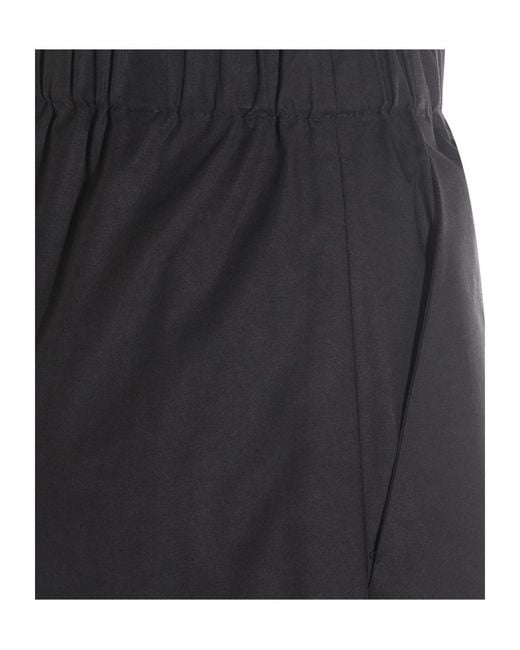 Antonelli Black Elastic-Waist Wide-Leg Pants