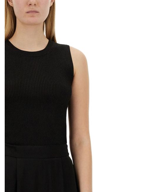 Fabiana Filippi Black Crewneck Ribbed Tank Top