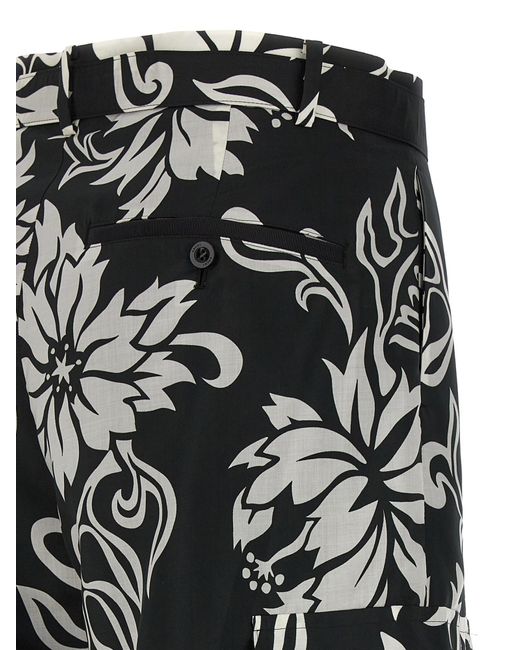 Sacai Black All-Over Printed Belted Trousers