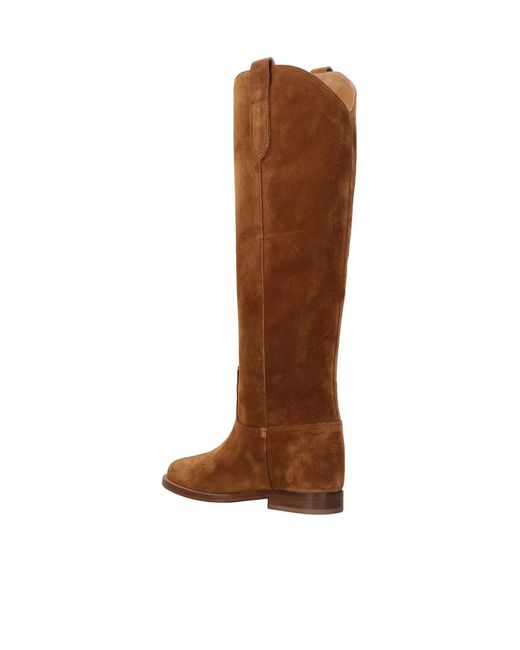 Via Roma 15 Brown Round-Toe Boots