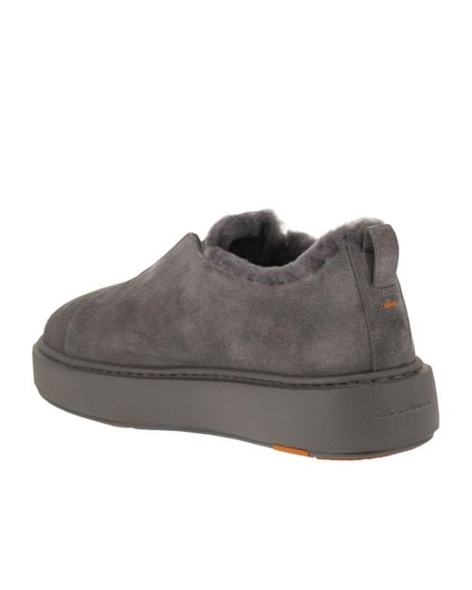 Santoni Gray Victory Slip-On Sneakers
