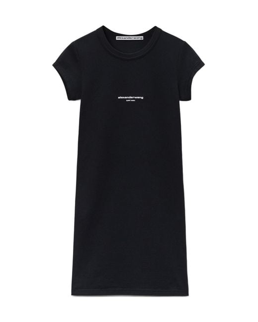 Alexander Wang Black Logo Jersey T-Shirt Dress