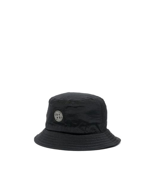 Stone Island Black Junior Logo Patch Bucket Hat