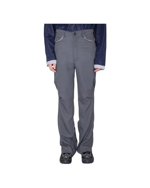 Kiko Kostadinov Blue Contrast-Stitching Straight-Leg Pants for men