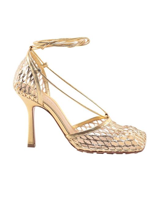 Bottega Veneta Metallic Stretch Lace-Up Sandal