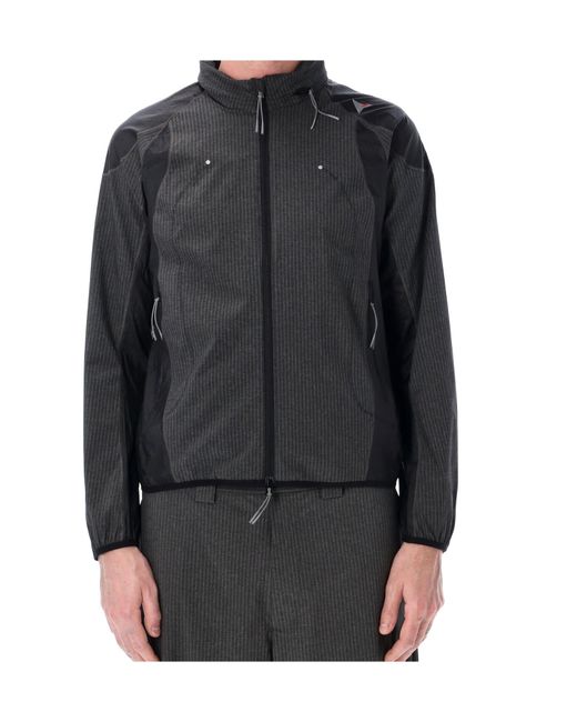 Roa Black Numb Pinstriped Hooded Jacket for men