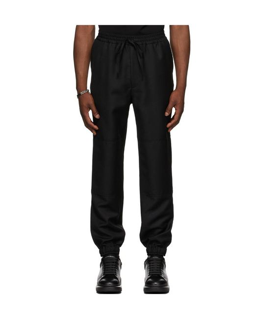 McQueen Black High-Waist Straight Leg Trousers for men