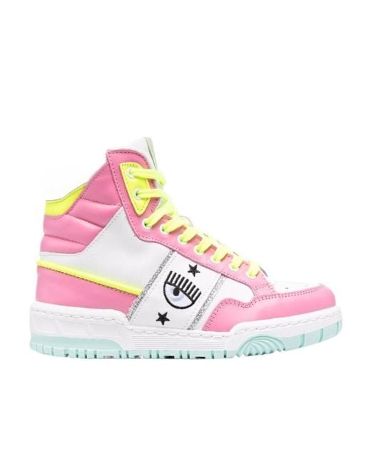 Chiara Ferragni Pink Bold Eye High-Top Sneakers