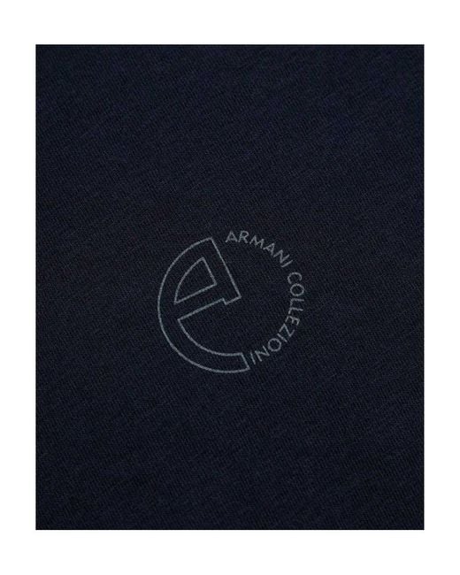 Armani Collezioni Blue T-Shirt With Round Neck And Short Sleeves for men