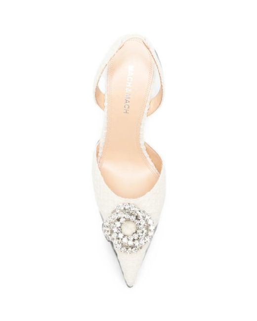 Mach & Mach White Pointed-Toe High-Heeled Sandals