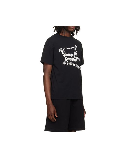 Palm Angels Black Skull Graphic T-Shirt for men