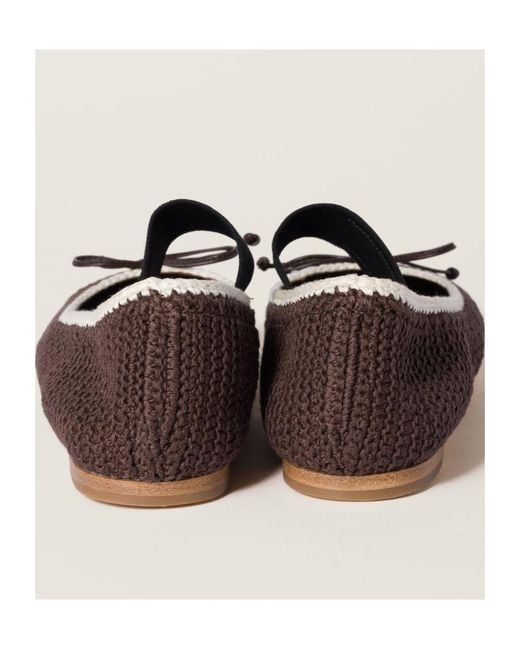 Miu Miu Brown Crochet Two-Toned Ballerina Flats