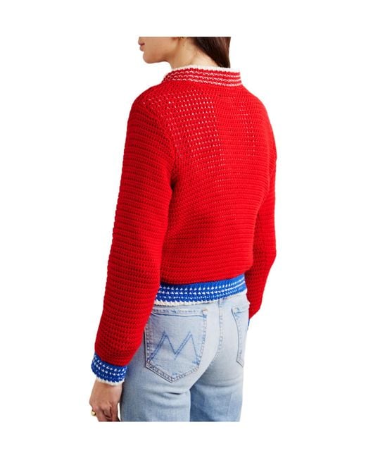 Mother Red Open-Knit Cotton Sweater
