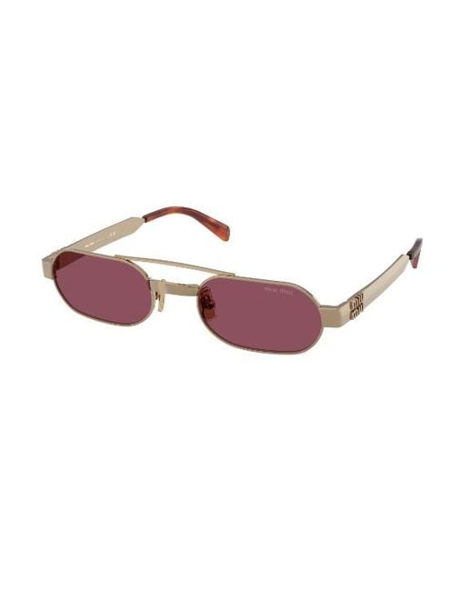 Miu Miu Pink Rectangle-Frame Sunglasses