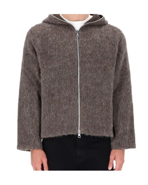 Our Legacy Brown Fuzzy Full-Zip Hooded Sweater for men