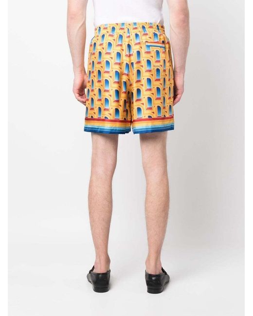 Casablanca Orange Larche De Jour Printed Satin Shorts for men