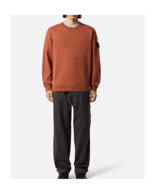 Stone Island Orange Regular-Fit Crewneck Sweatshirt With Ribbed Inserts for men