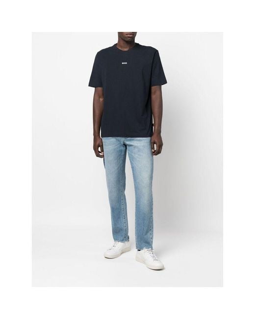 Boss Blue Boss Logo Printed Crewneck T-Shirt for men