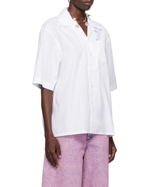 Marni White Chest Patch Pocket Short-Sleeved Shirt for men