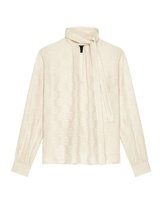 Givenchy Natural 4G Jacquard Long-Sleeved Blouse
