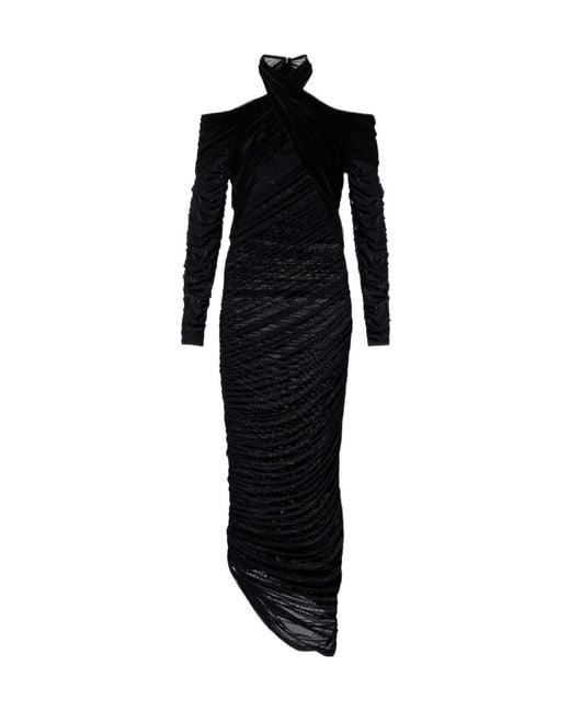 Mugler Black Pendulous Ruffle Dress