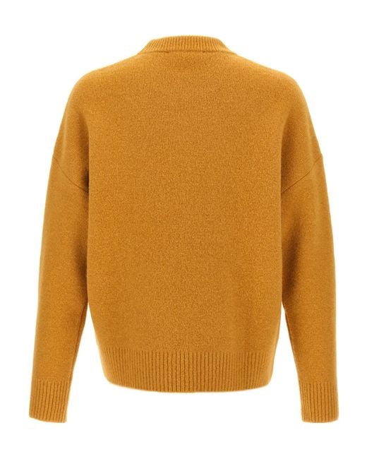 AMI Orange Ami De Coeur Logo Intarsia-Knit Jumper