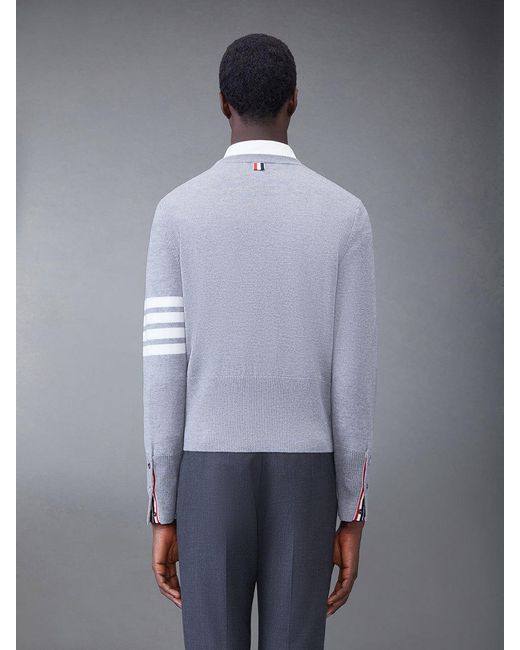 Thom Browne Gray Bar Stripe Crewneck Jumper for men