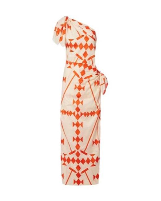 Johanna Ortiz White Printed Cotton Poplin Midi Dress