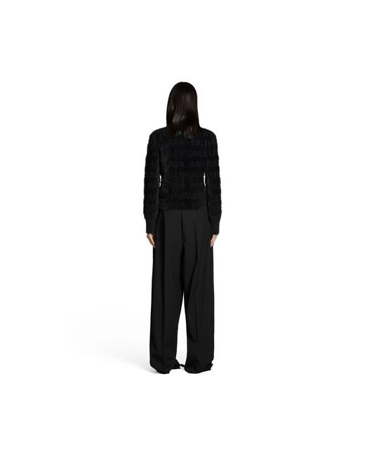 Balenciaga Black Logo-Knit Fuzzy Jumper