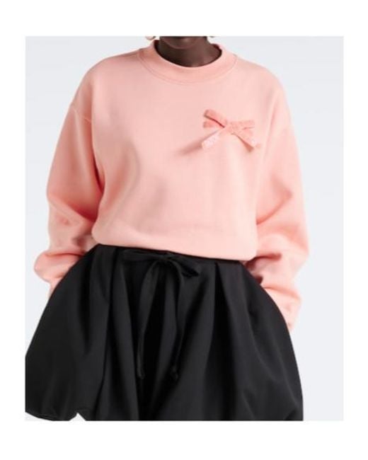 Patou Pink Bow-Detail Cotton Jersey Sweatshirt