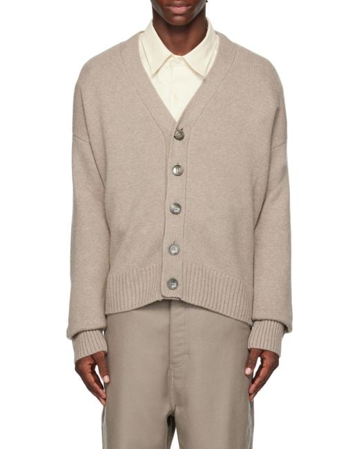AMI Natural Long Sleeved Buttoned Cardigan for men